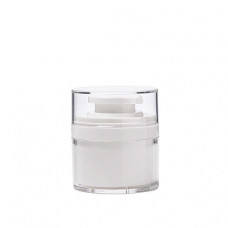Акриловая косметическая банка-диспенсер прозрачная 19R-8003 50ml с белым дозатором
